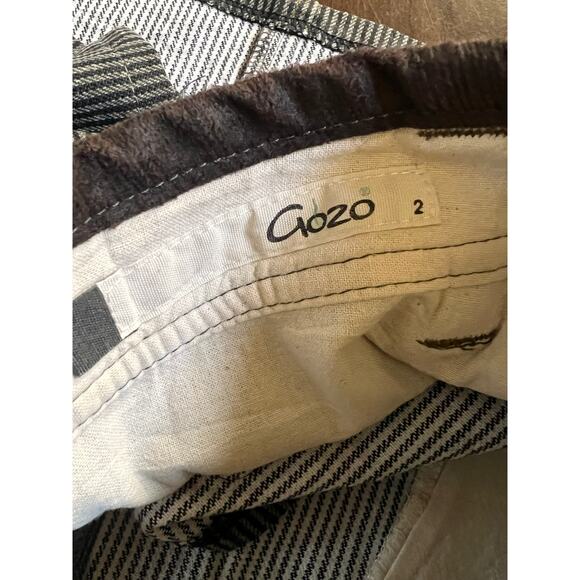 Y2K Gozo Brown Striped Steampunk Mini Skirt Size 2 - Picture 3 of 5